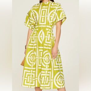Natori Green and White Geometric Dress